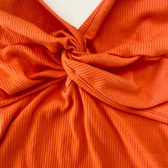 Lulus Fiery Red/Orange Spaghetti Strap Crop Top - Picture 3 of 8